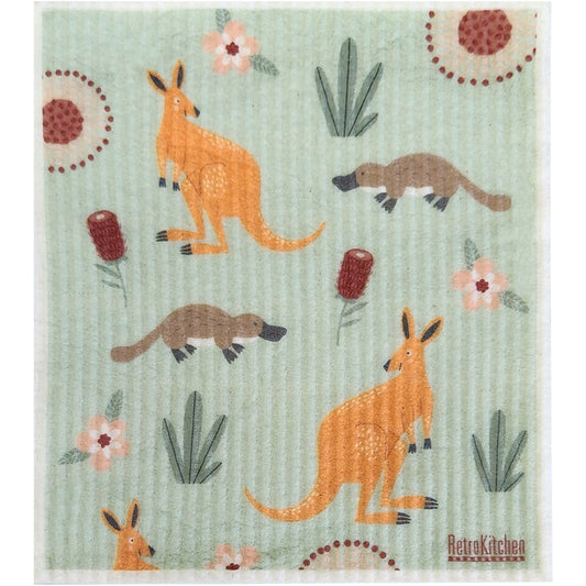 Retrokitchen 100% Compostable Sponge Cloth Kangaroos - Cutprice Online