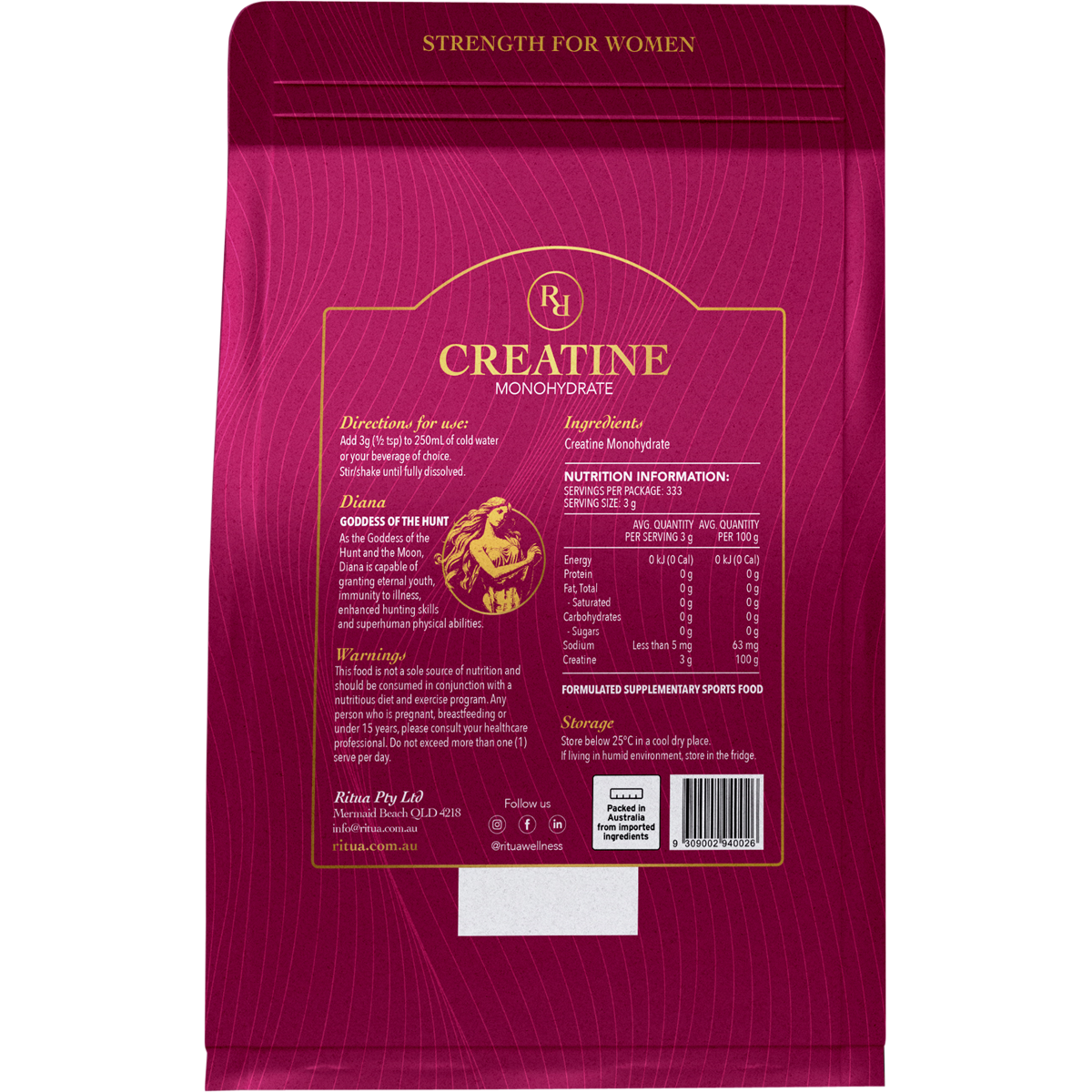 Ritua Pure Creatine Monohydrate Powder 1kg