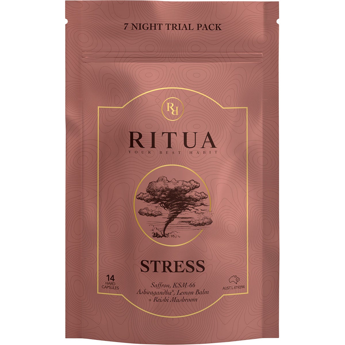 Ritua Stress 7 Day Saffron Ashwagandha Lemonbalm Reishi 14 Caps - Cutprice Online