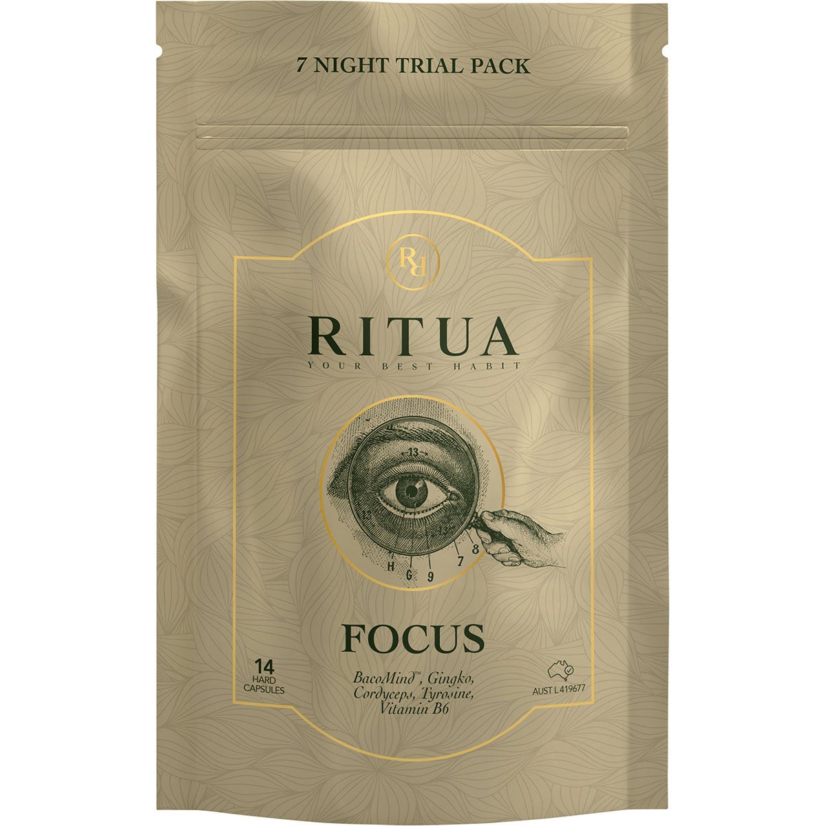 Ritua Focus 7 Day Bacomind Ginko Cordyceps Tyrosine B6 14 Caps - Cutprice Online