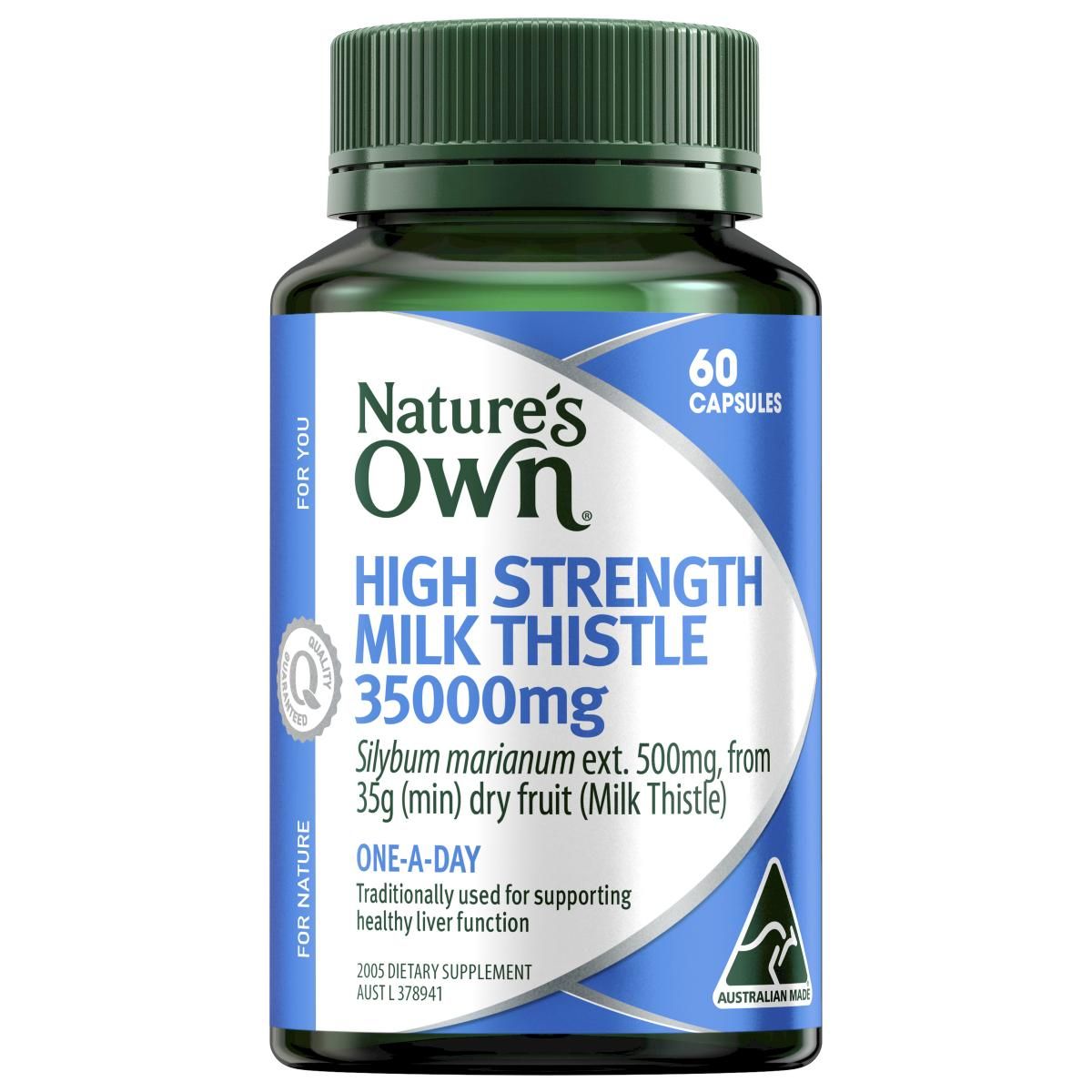 Nature’s Own High Strength Milk Thistle 35000mg 60 Capsules - Cutprice Online