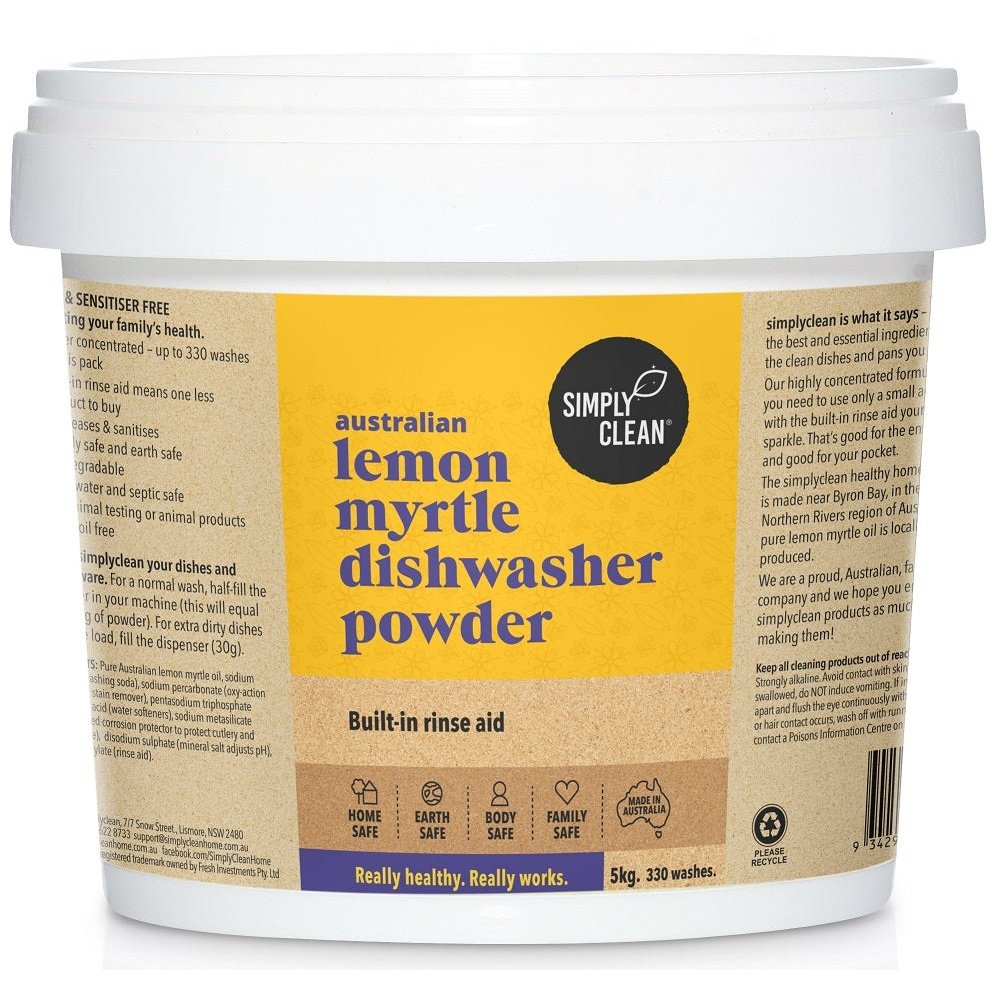 Simply Clean Lemon Myrtle Dishwasher Powder 5kg Pail - Cutprice Online