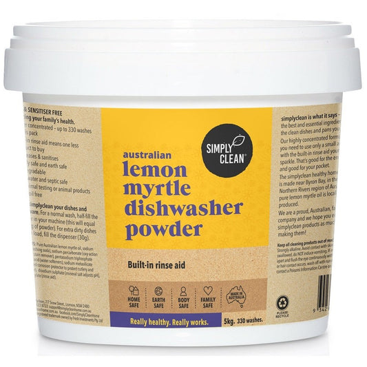 Simply Clean Lemon Myrtle Dishwasher Powder 5kg Pail - Cutprice Online