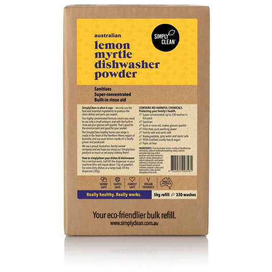 Simply Clean Lemon Myrtle Dishwasher Powder 5kg Box - Cutprice Online