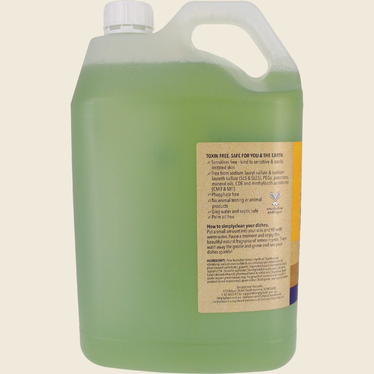 Simply Clean Lemon Myrtle Dishwash Liquid 5L