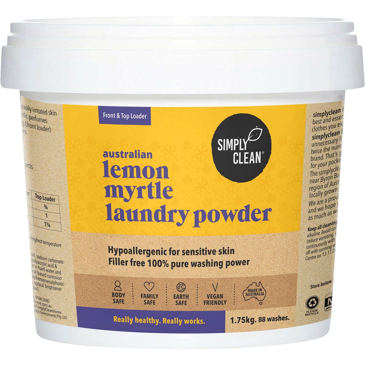 Simply Clean Lemon Myrtle Laundry Powder 1.75kg - Cutprice Online