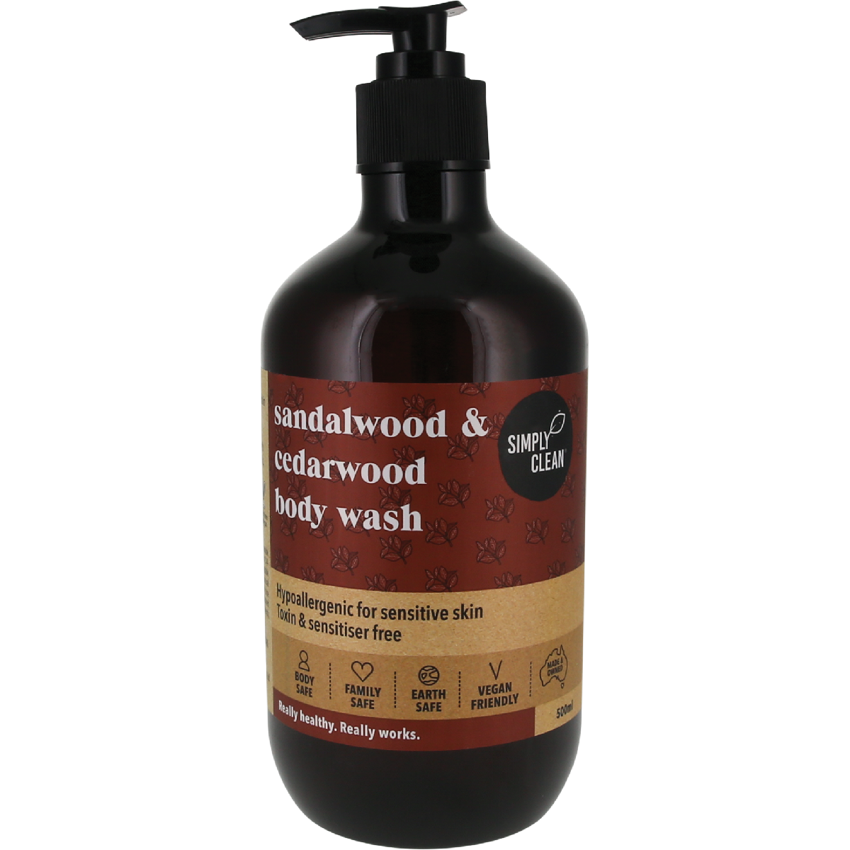 Simply Clean Sandalwood & Cedarwood Body Wash 500ml