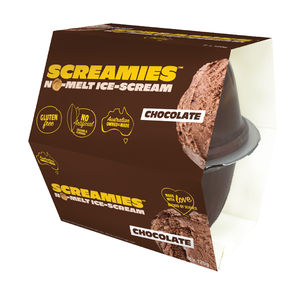 Screamies No Melt Ice Cream Chocolate 120g X 2 Pack x 6 - Cutprice Online