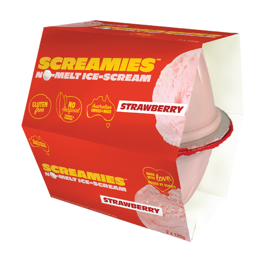 Screamies No Melt Ice Cream Strawberry 120g X 2 Pack x 6 - Cutprice Online