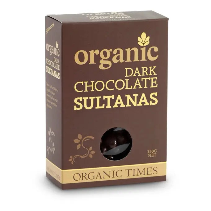 ORGANIC TIMES Dark Chocolate Sultanas 150g ORGANIC TIMES