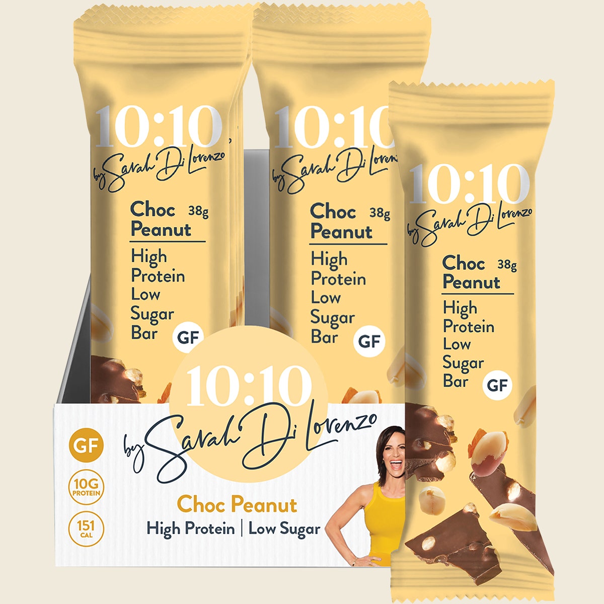 10:10 BY SDL Protein Snack Bar Choc Peanut 14x38g