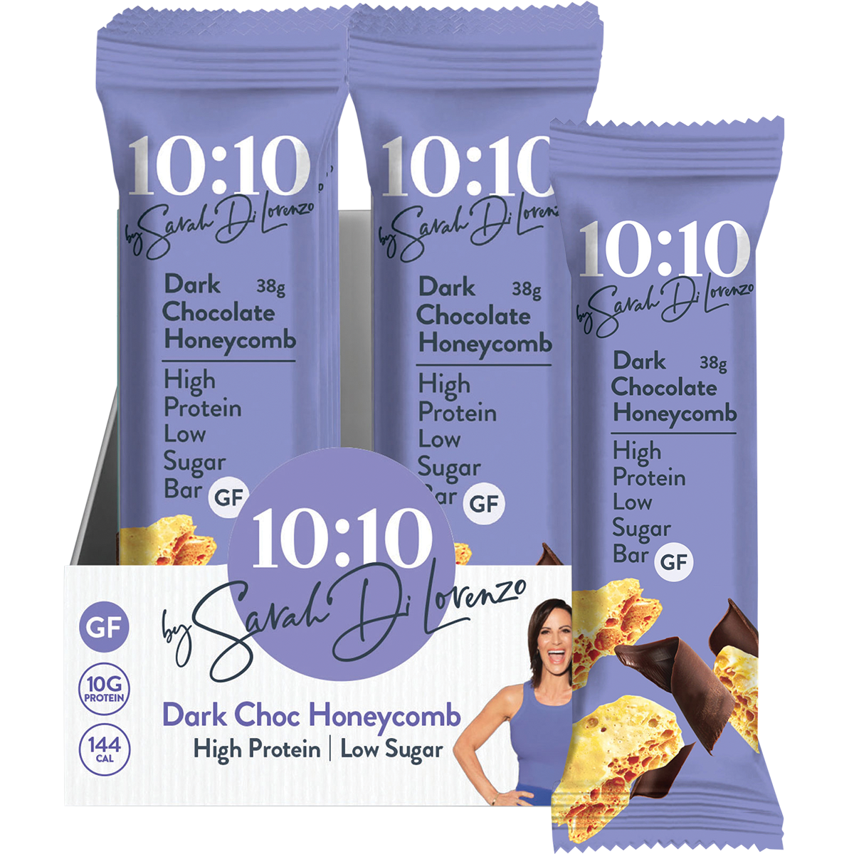 10:10 By SDL Protein Snack Bar Dark Choc Honeycomb 38g x 14 Pack