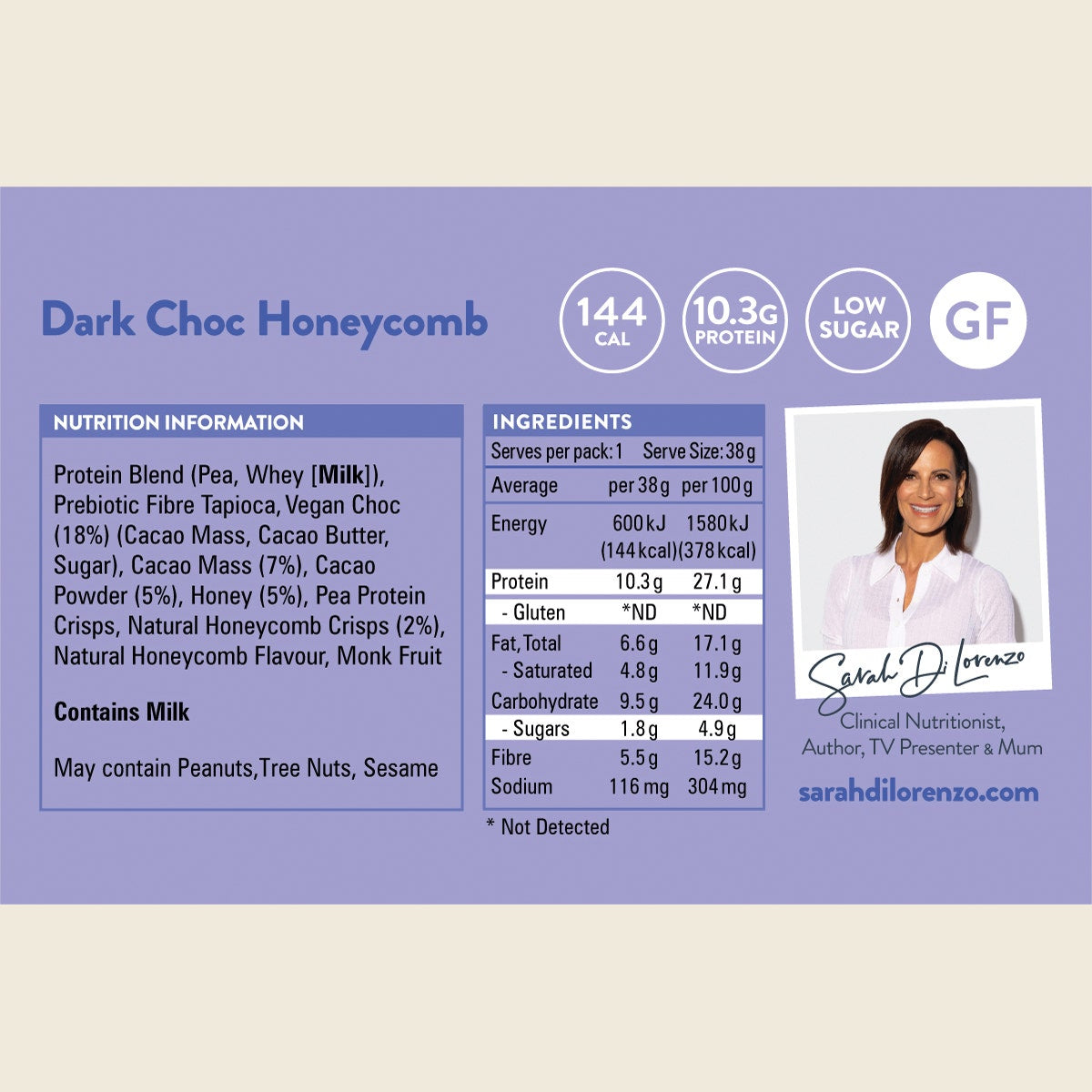 10:10 BY SDL Protein Snack Bar Dark Choc Honeycomb 14x38g