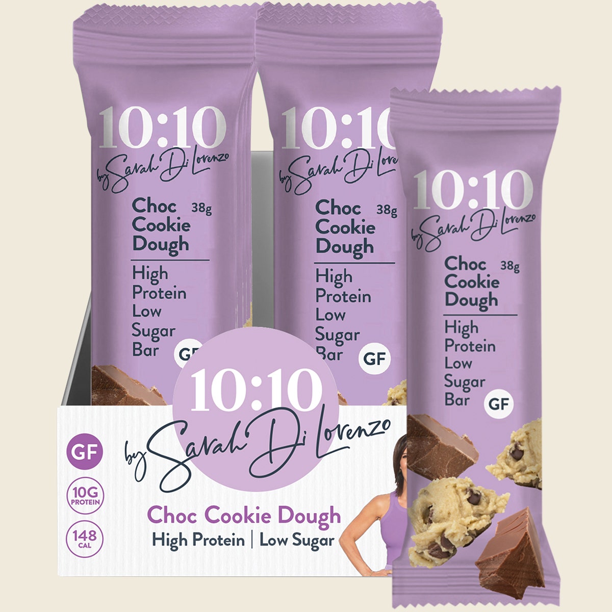 10:10 BY SDL Protein Snack Bar Choc Cookie Dough 14x38g