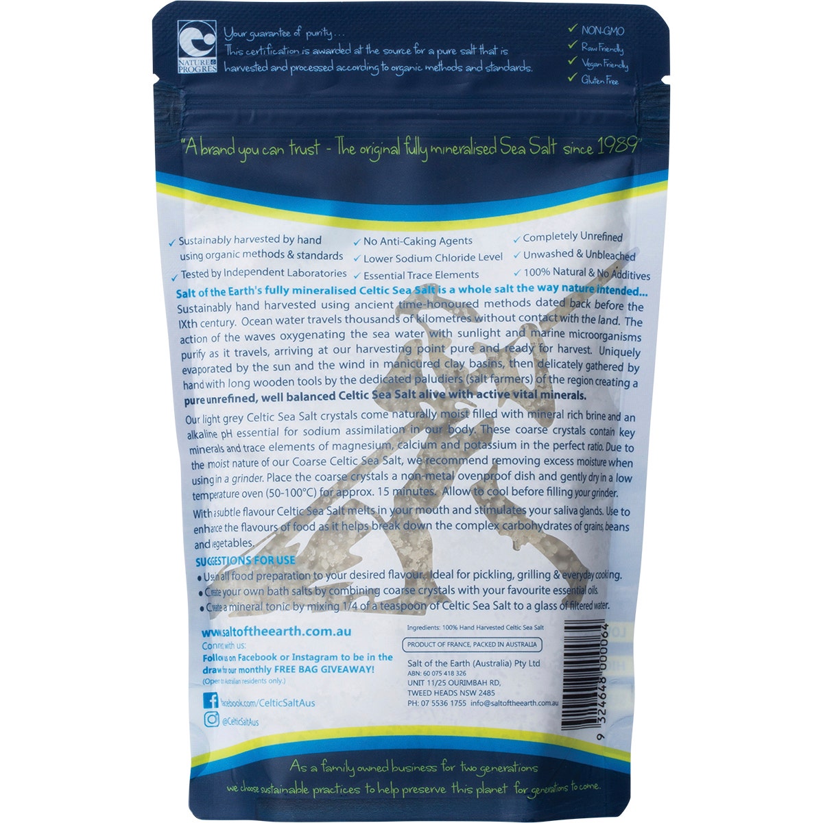 Salt Of The Earth Hand Harvested Celtic Sea Salt Coarse 250g - Cutprice Online