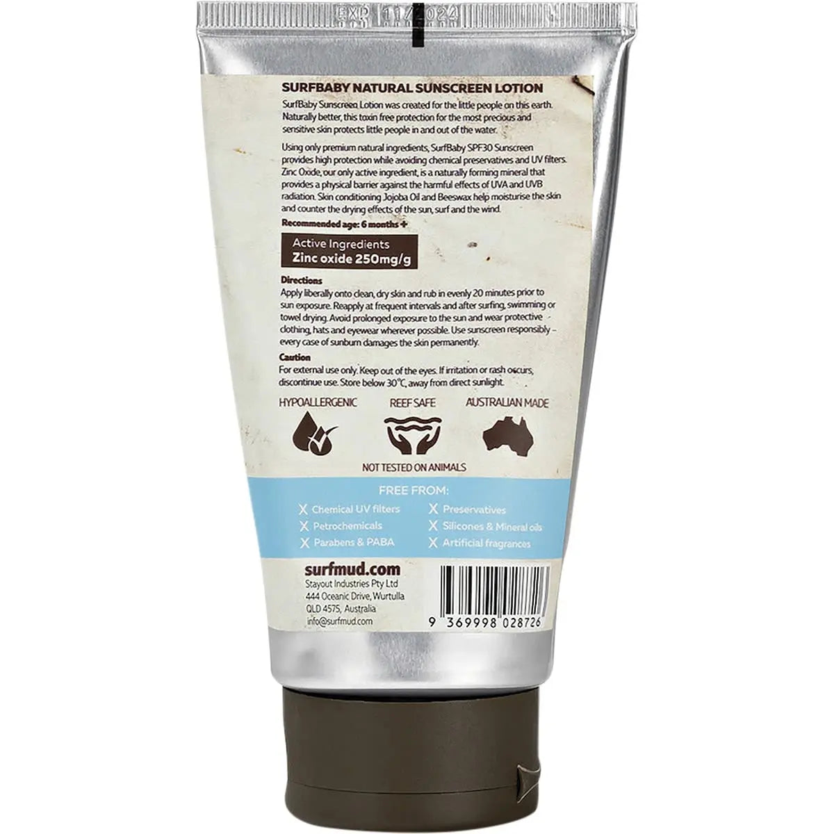 SURFMUD Surf Baby Natural Zinc Sunscreen SPF 30 125g SURFMUD
