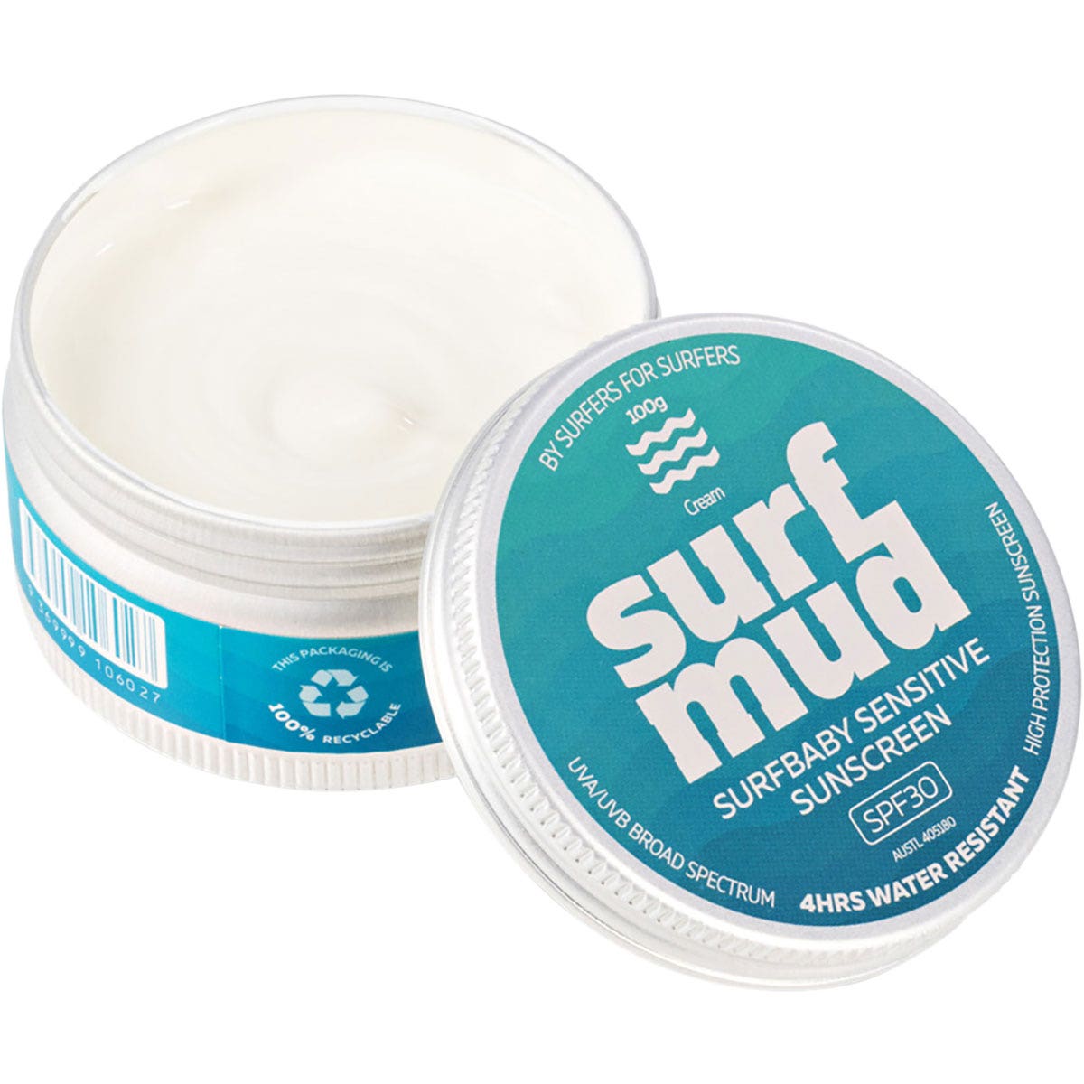 SURFMUD Surfbaby Sensitive Sunscreen SPF 30 Tin 100g - Cutprice Online