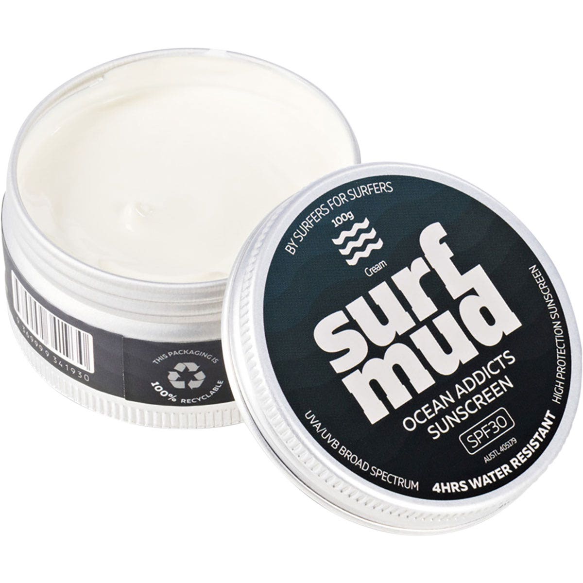 SURFMUD Ocean Addicts Sunscreen SPF 30 Tin 100g - Cutprice Online