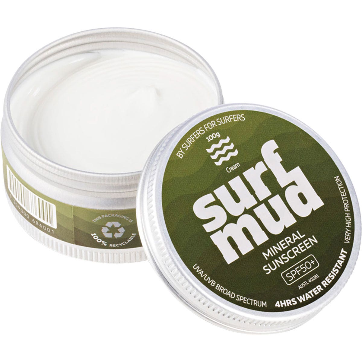SURFMUD Mineral Sunscreen SPF 50+ Tin 100g - Cutprice Online