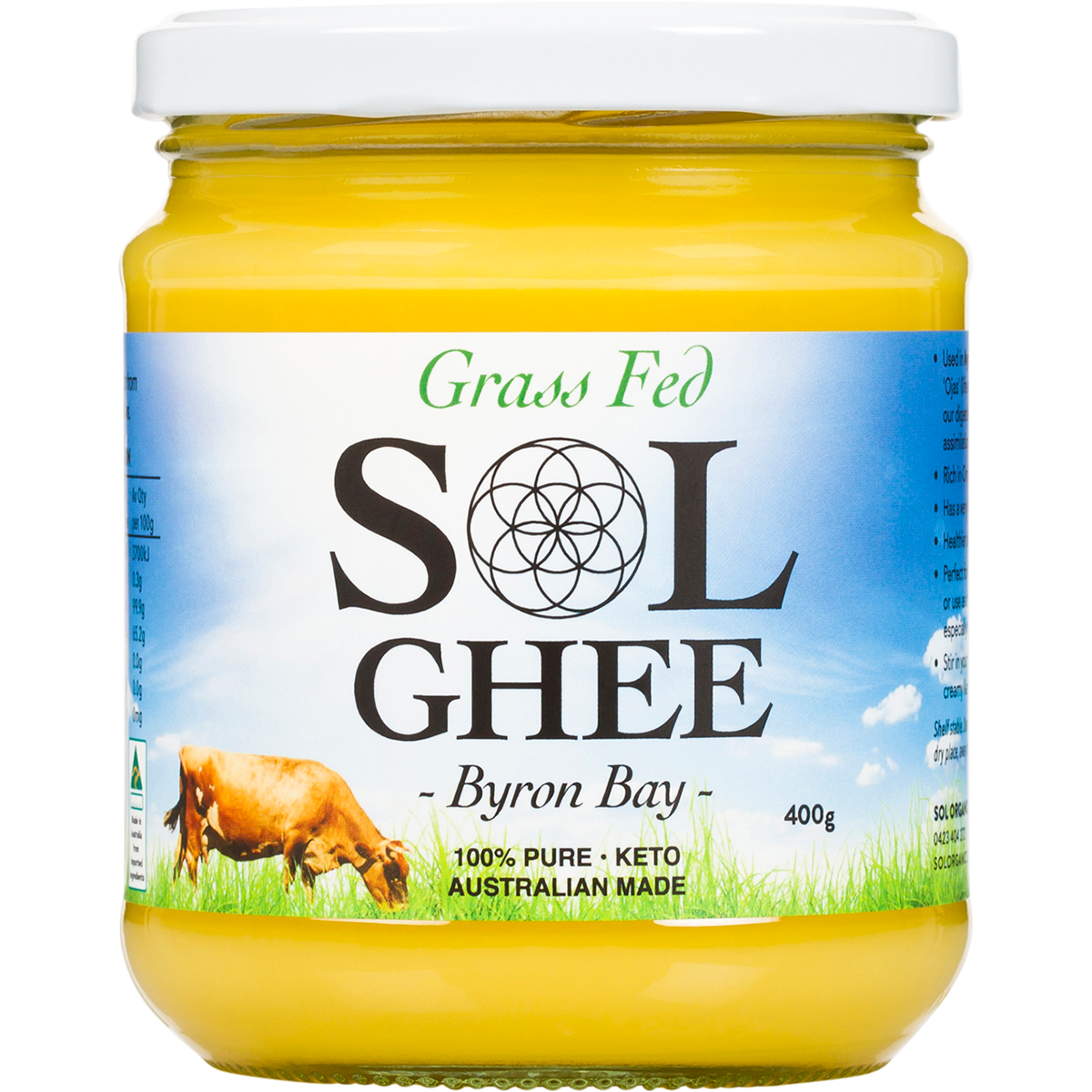 SOL Organics Grass Fed Ghee 400g