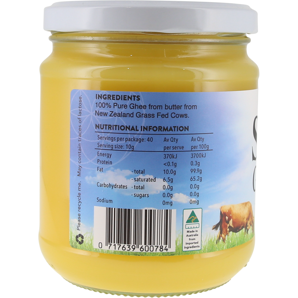 SOL Organics Grass Fed Ghee 400g