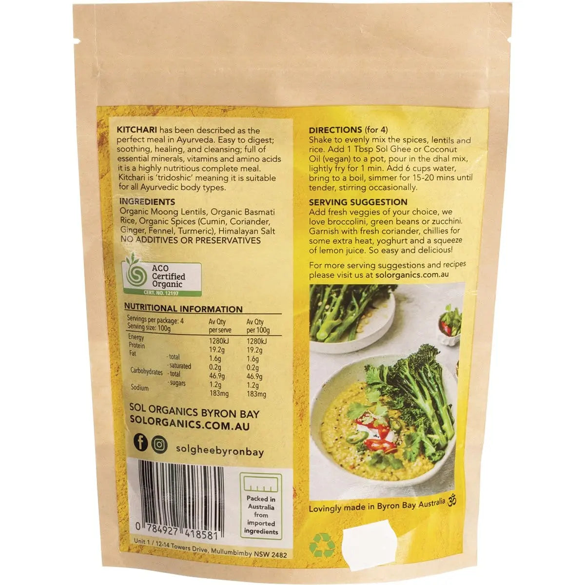 SOL ORGANICS Organic Kitchari Moong Dhal & Basmati Rice Mix 400g SOL ORGANICS