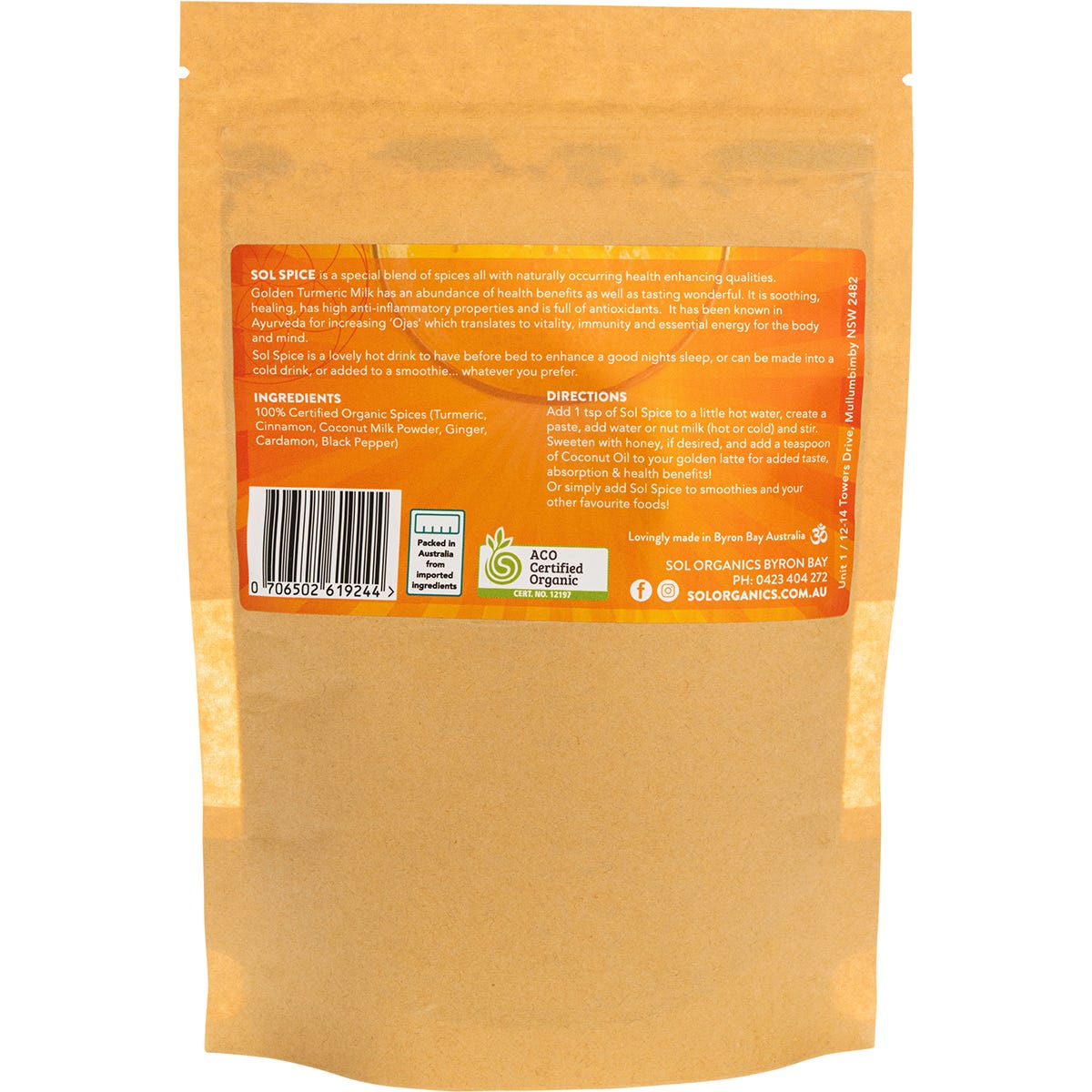 SOL ORGANICS Coconut Golden Milk Turmeric Blend 130g - Cutprice Online