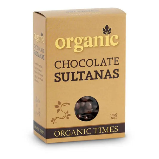 ORGANIC TIMES Milk Chocolate Sultanas 150g ORGANIC TIMES