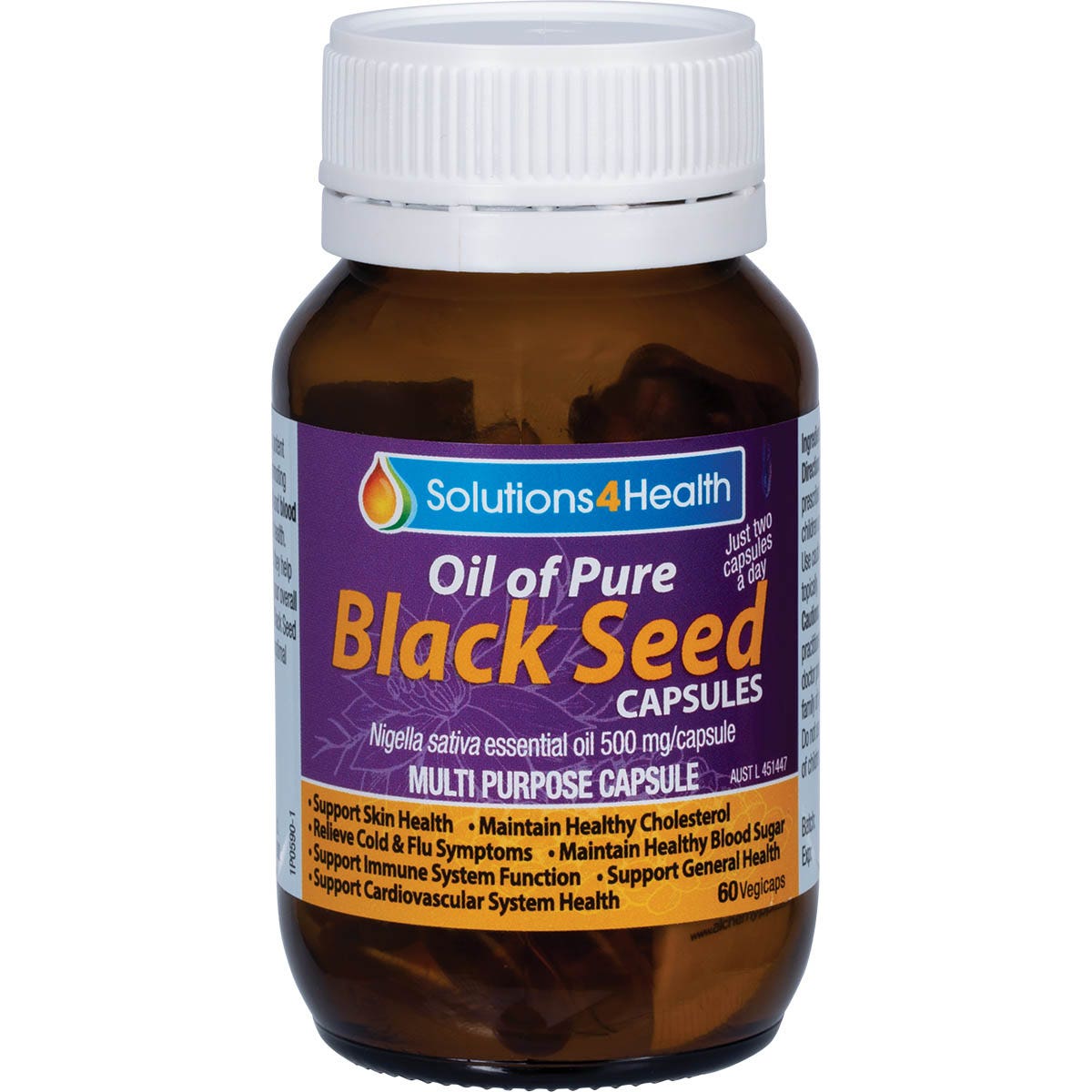 Solutions 4 Health Oil of Pure Black Seed VegeCaps 60 Caps - Cutprice Online
