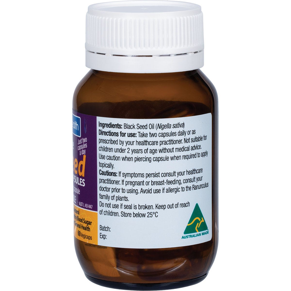Solutions 4 Health Oil of Pure Black Seed VegeCaps 60 Caps - Cutprice Online