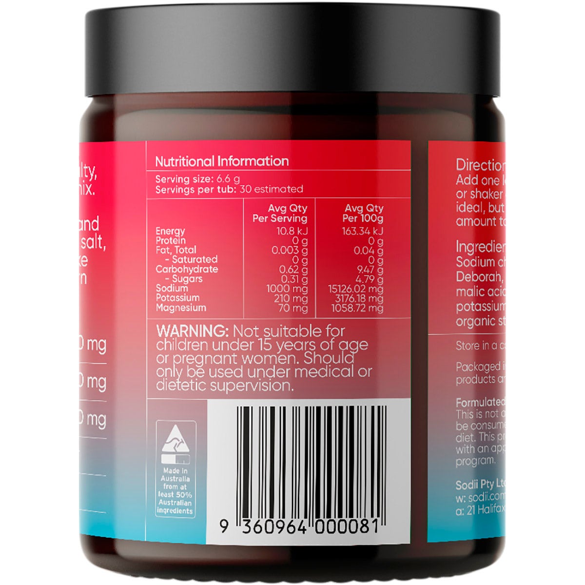 Sodii Everyday Hydration Salts Salty Raspberry 185g - Cutprice Online