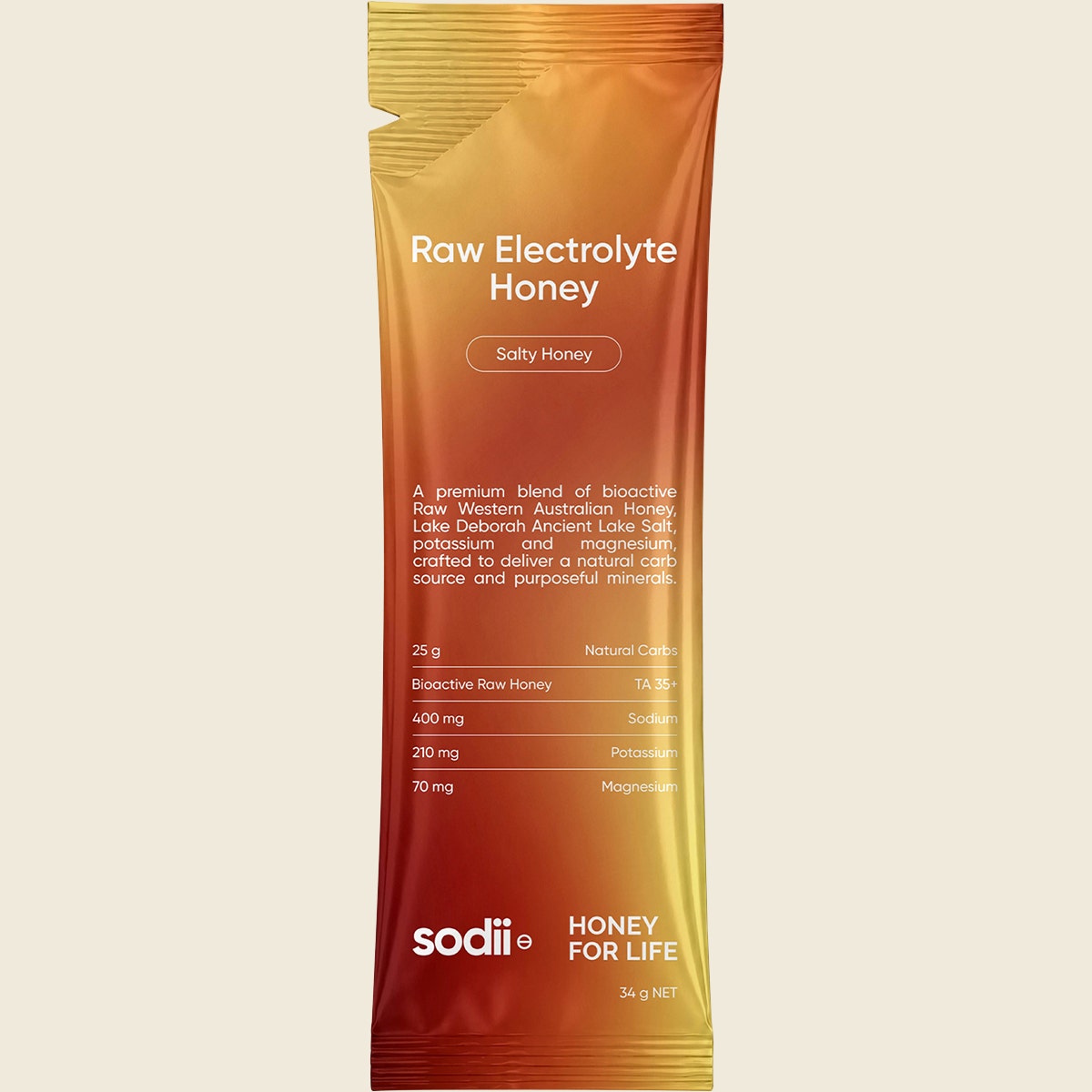 Sodii Raw Electrolyte Honey Salty Honey Hasta Cert 20x34g