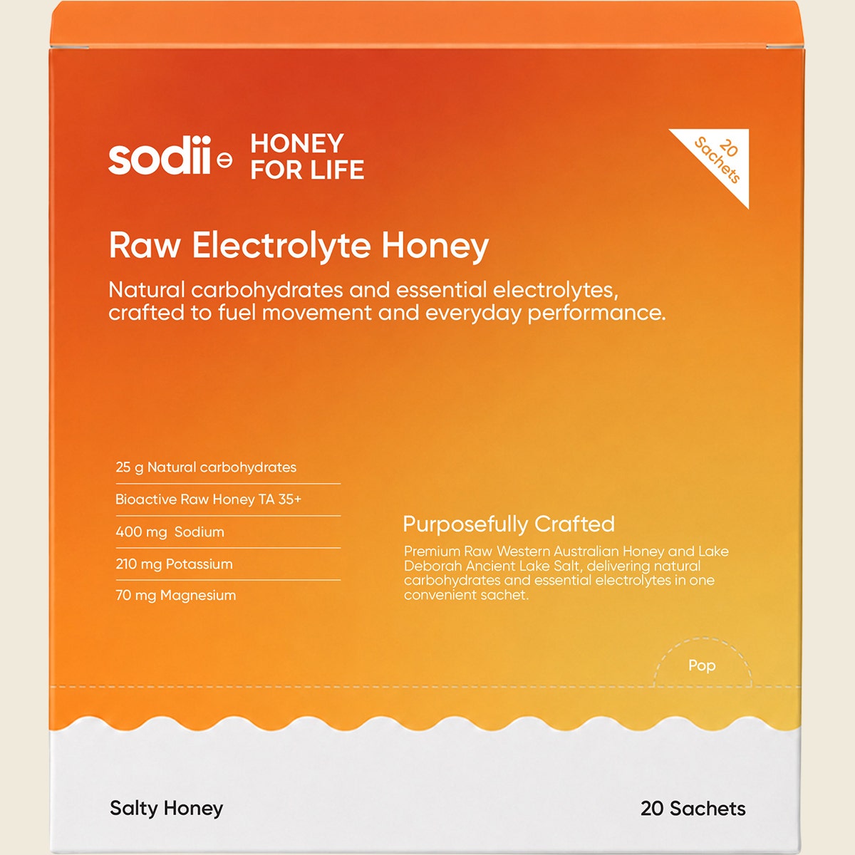 Sodii Raw Electrolyte Honey Salty Honey Hasta Cert 20x34g