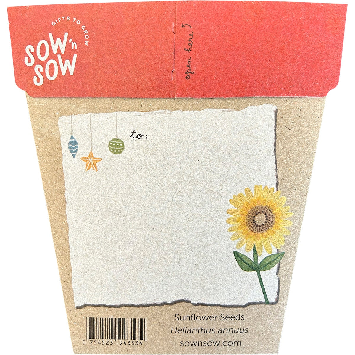 Sow 'n Sow Gift Of Seeds Christmas Sunflowers 1 Each