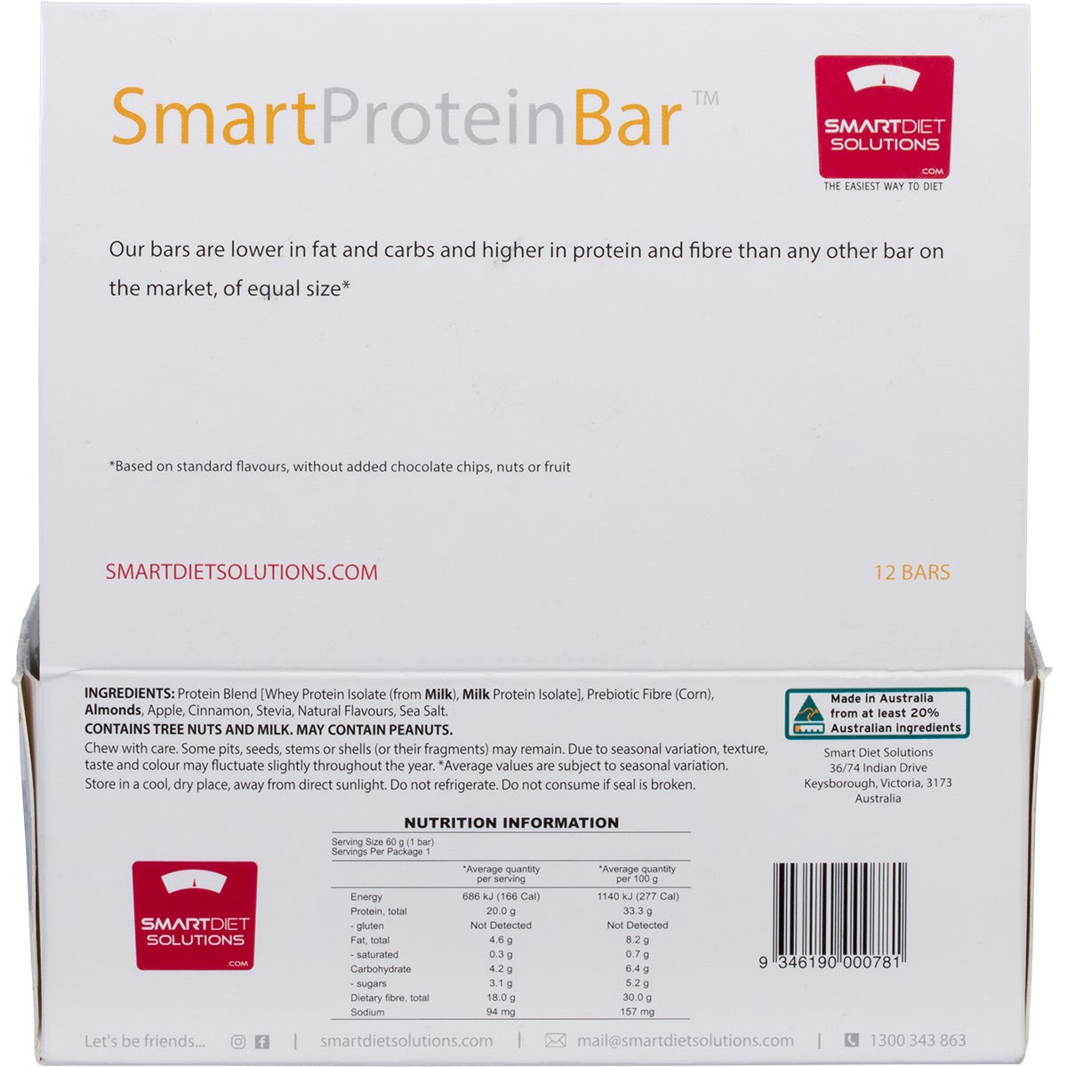 Smart Protein Bar Apple Pie Flavour Protein Bar 12x60g - Cutprice Online