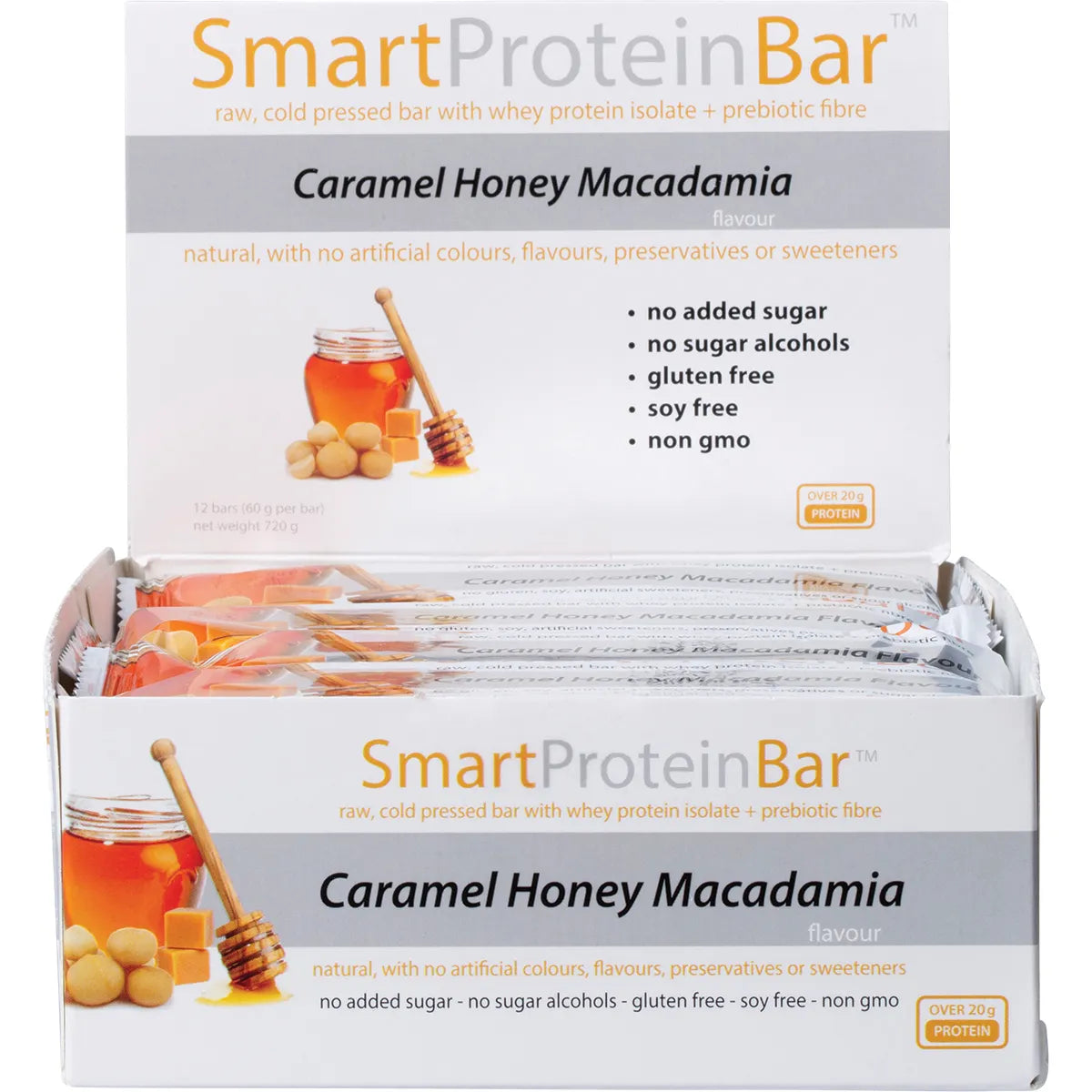 SMART PROTEIN BAR Caramel Honey Macadamia Protein Bar 12x60g - Cutprice Online