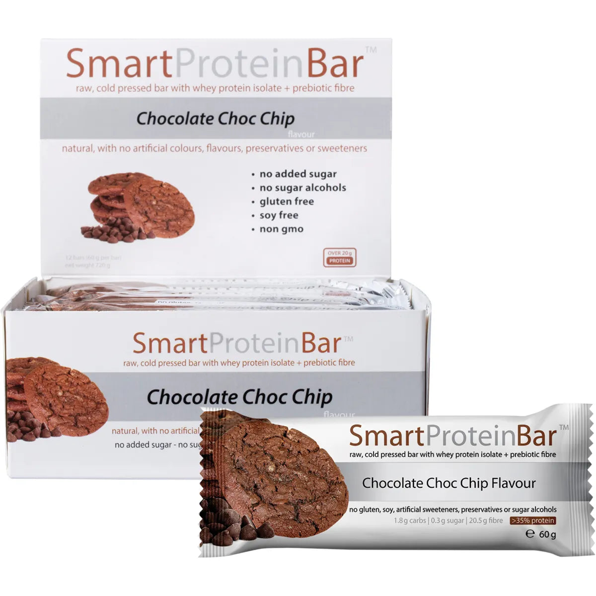 SMART PROTEIN BAR Chocolate Choc Chip Protein Bar 12x60g - Cutprice Online