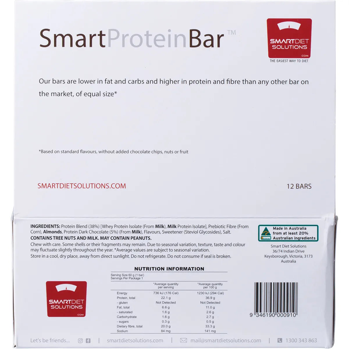 SMART PROTEIN BAR Cookies & Cream Protein Bar 12x60g - Cutprice Online