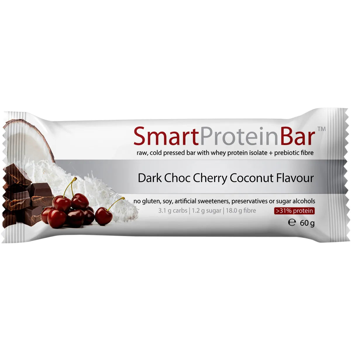 SMART PROTEIN BAR Dark Choc Cherry Coconut Protein Bar 12x60g - Cutprice Online