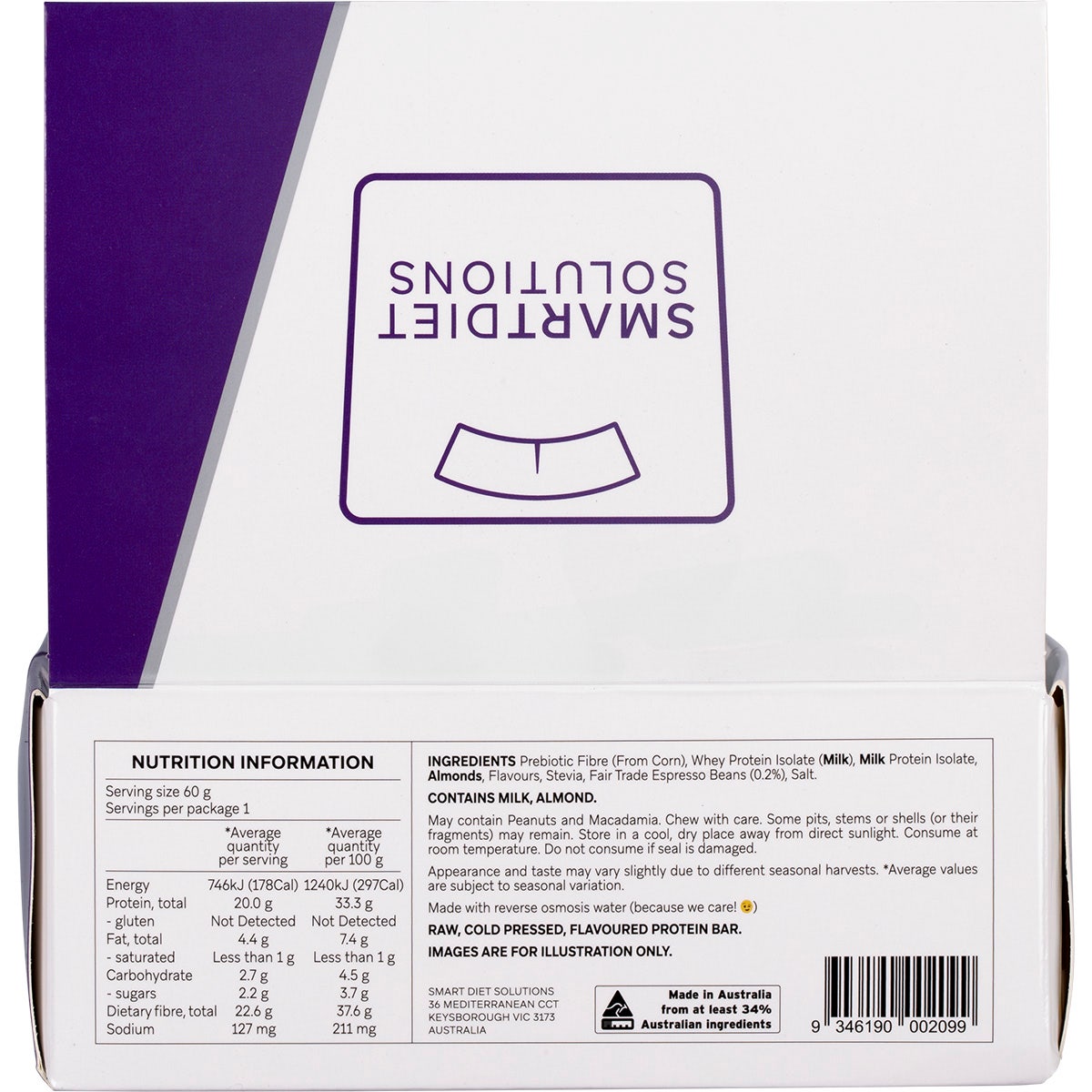 Smart Protein Bar Latte Flavour Protein Bar 12x60g - Cutprice Online