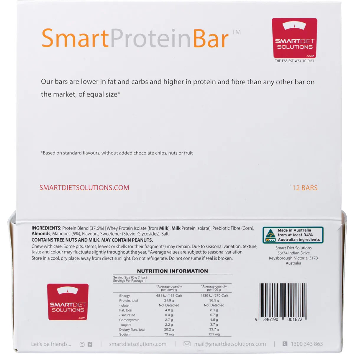 SMART PROTEIN BAR Mango Cream Protein Bar 12x60g - Cutprice Online
