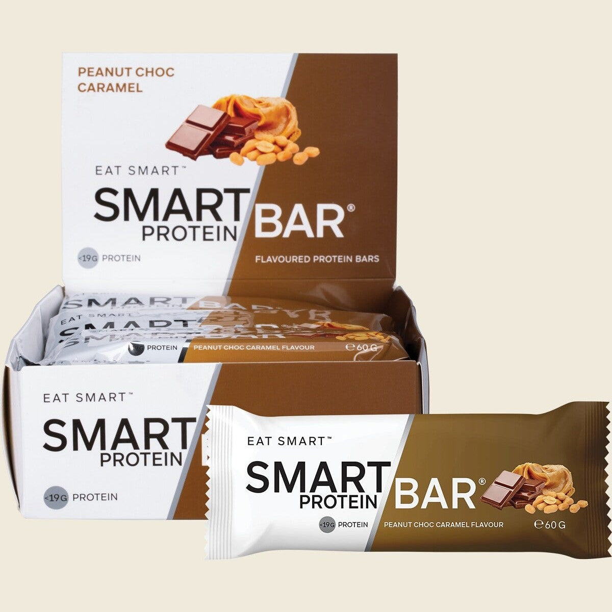 Smart Protein Bar Peanut Choc Caramel Protein Bar 60g x 12 Pack