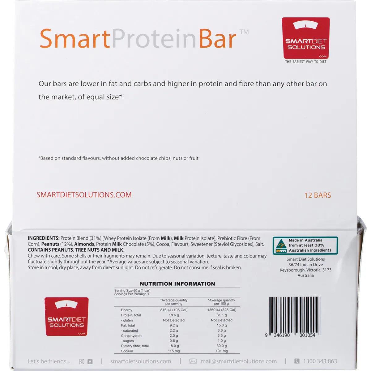 SMART PROTEIN BAR Peanut Choc Caramel Protein Bar 12x60g - Cutprice Online