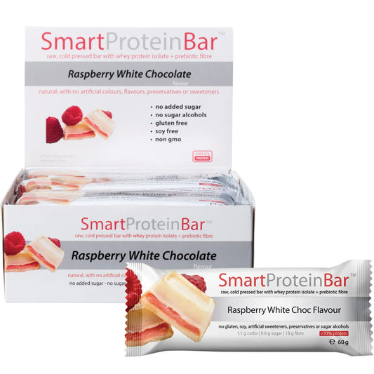 SMART PROTEIN BAR Raspberry White Chocolate Protein Bar 12x60g - Cutprice Online