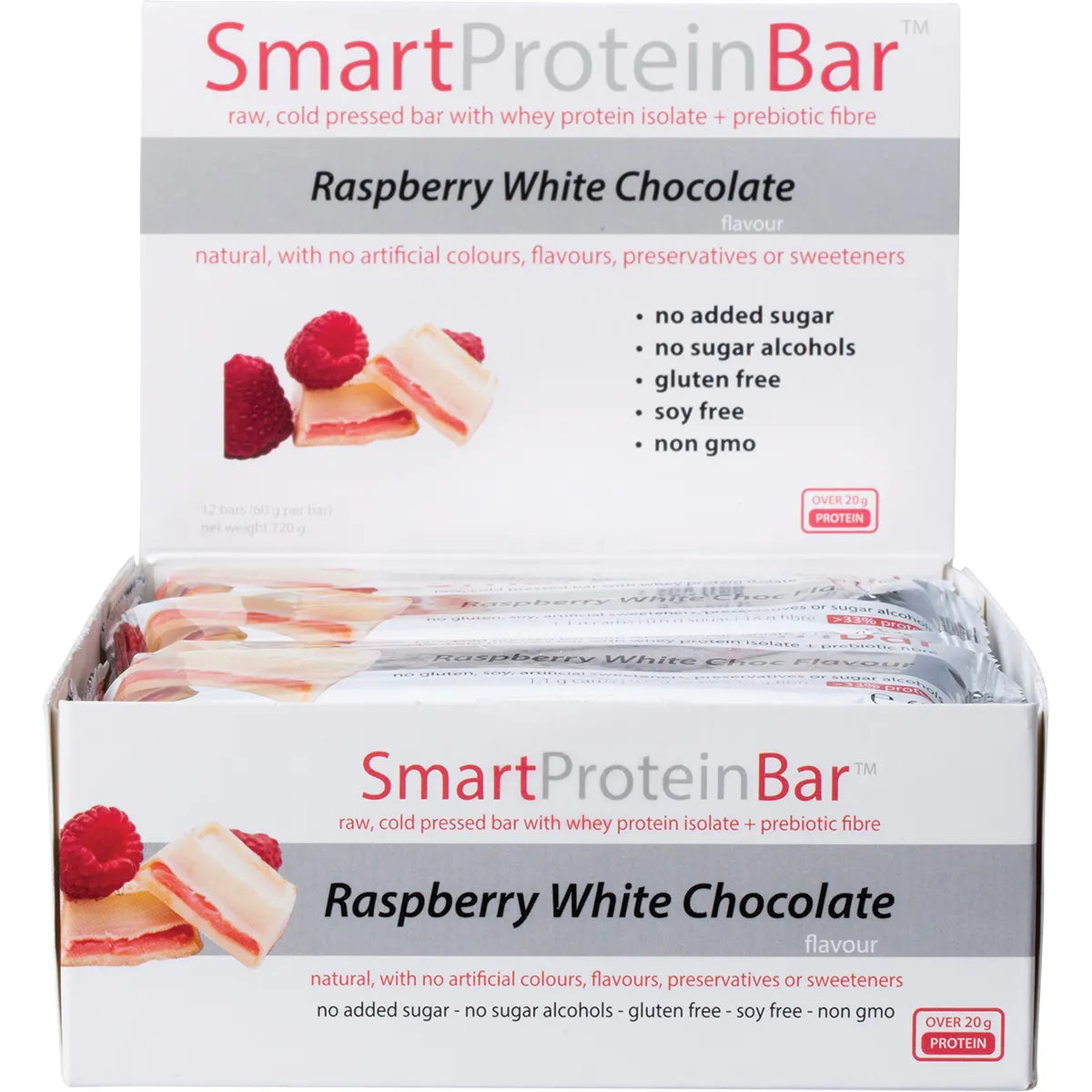 SMART PROTEIN BAR Raspberry White Chocolate Protein Bar 12x60g - Cutprice Online