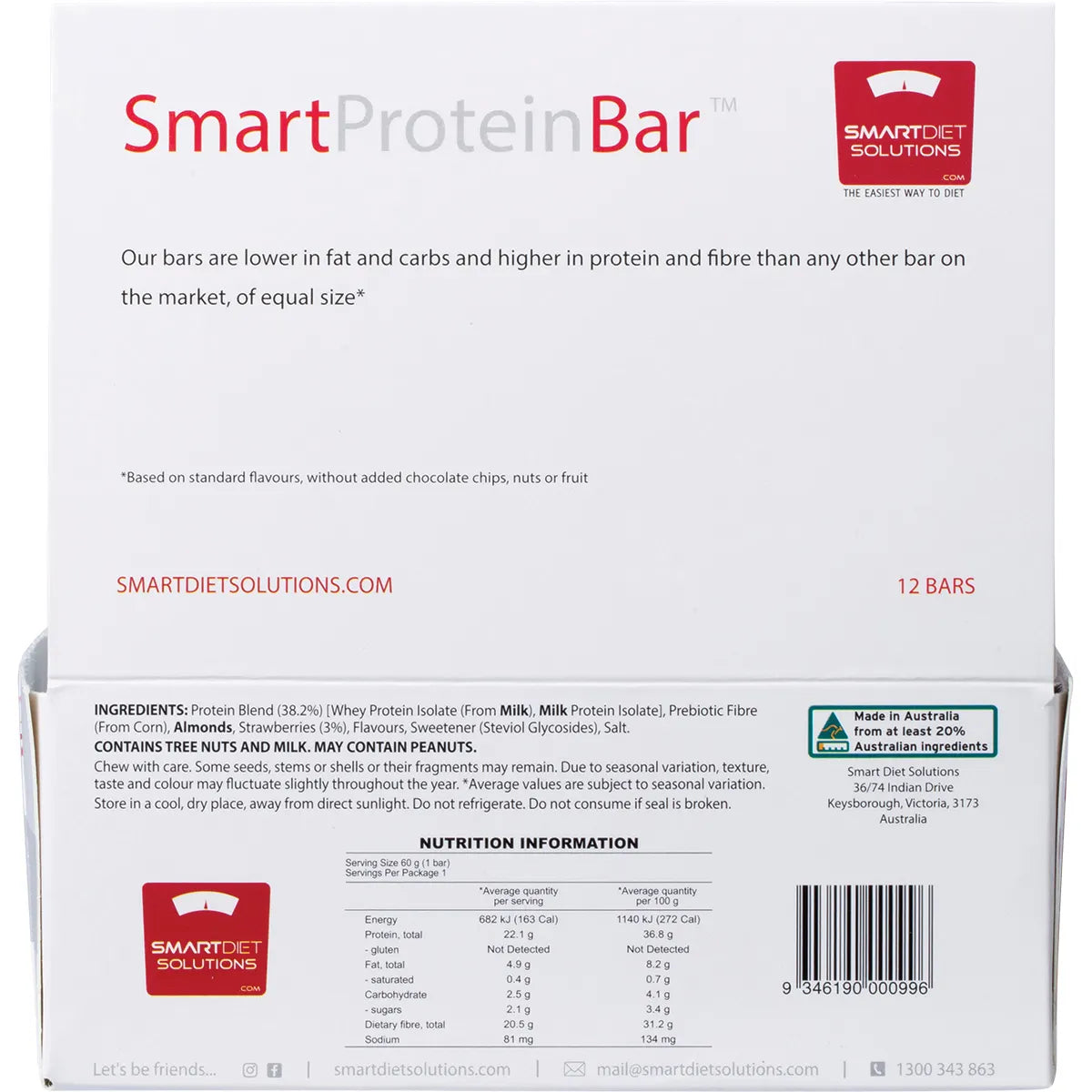 SMART PROTEIN BAR Strawberry Cheesecake Protein Bar 12x60g - Cutprice Online