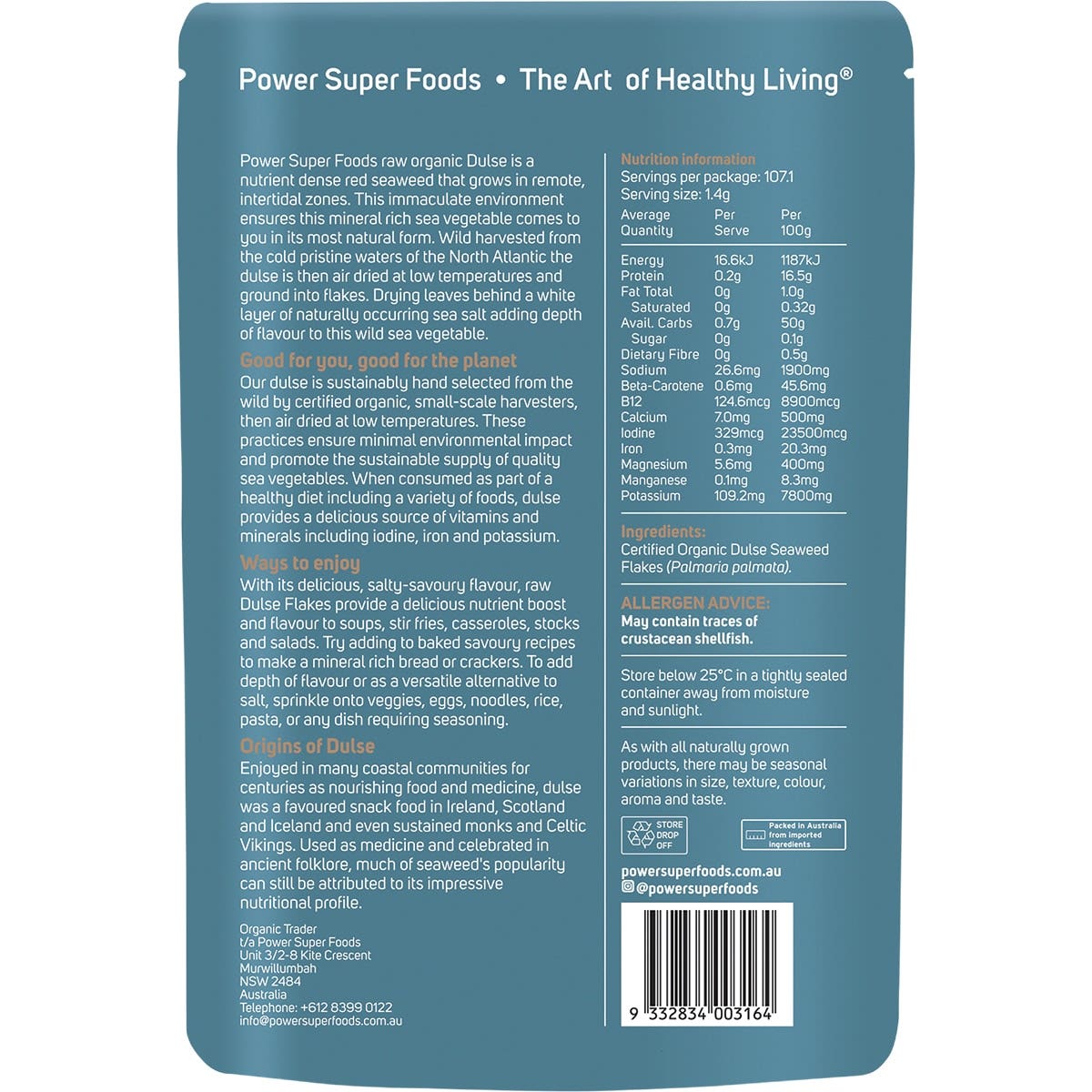 Power Super Foods Dulse Flakes Certified Organic 150g - Cutprice Online