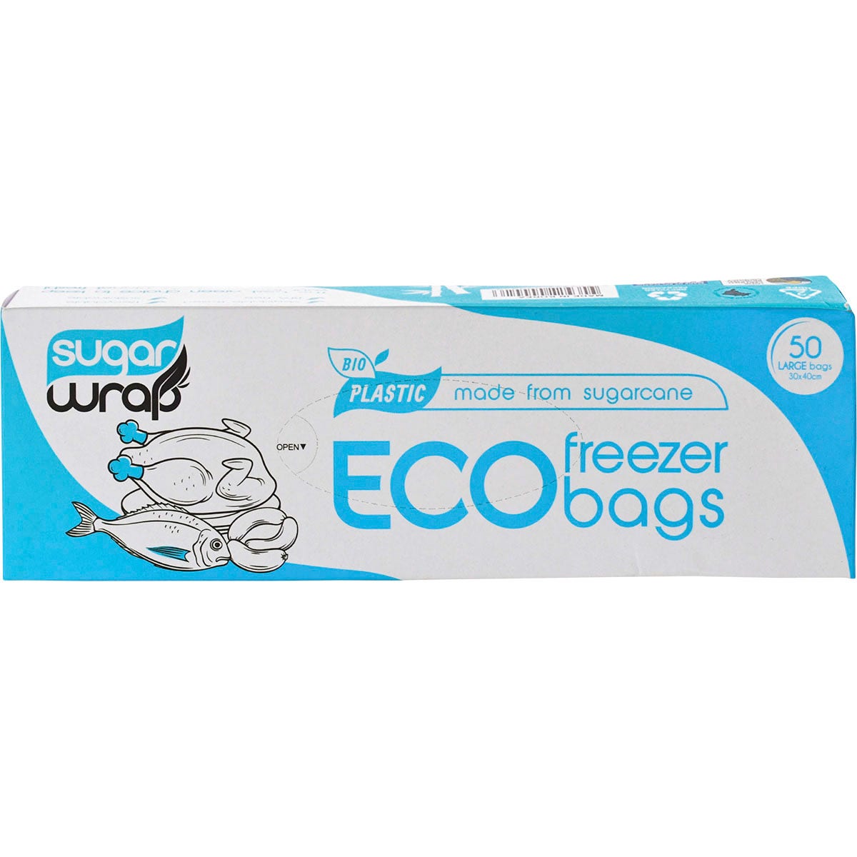 SUGARWRAP Eco Freezer Bags Made from Sugarcane Large 50pk - Cutprice Online