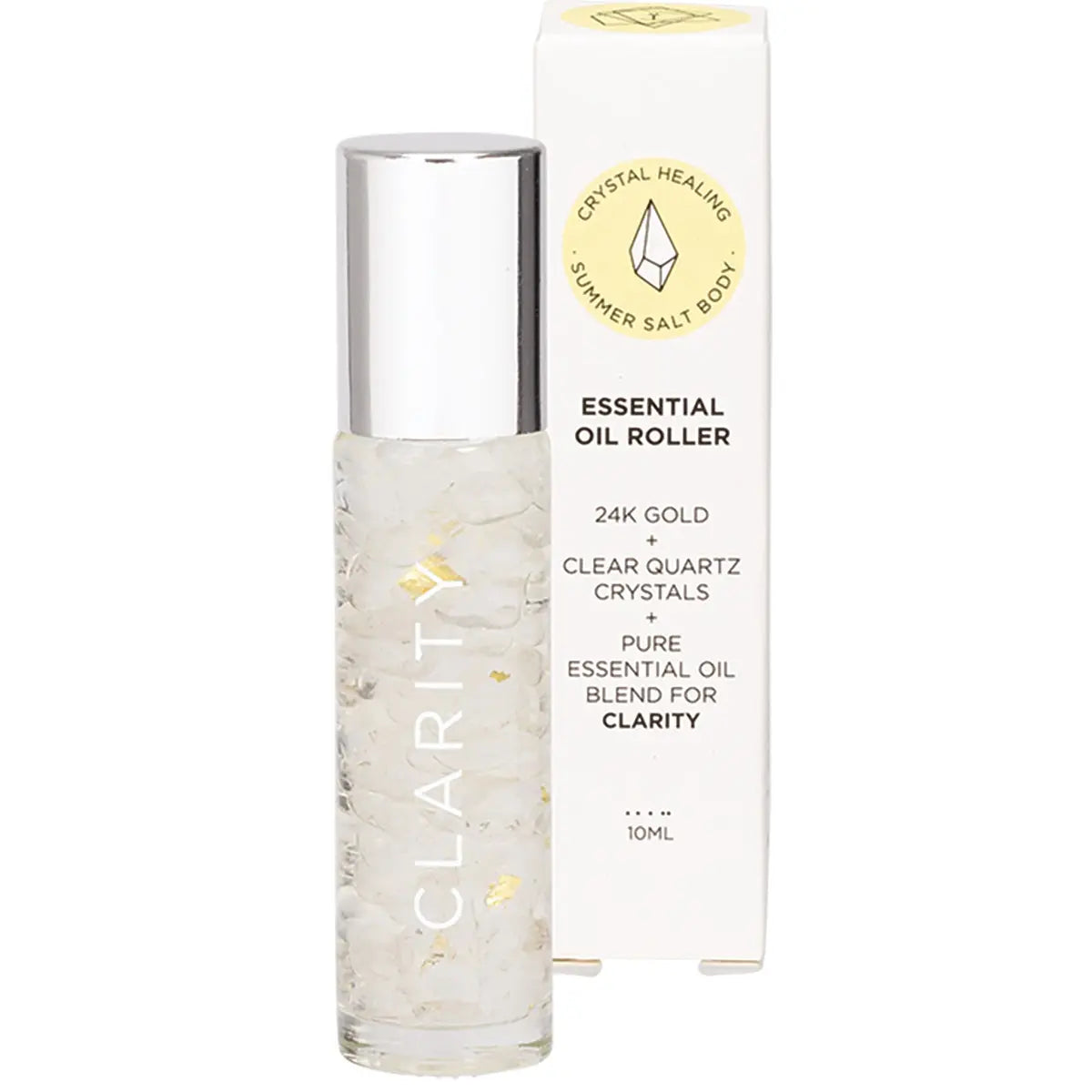SUMMER SALT BODY Essential Oil Roller With 24K Gold Clarity - Clear Quartz Crystals 10ml SUMMER SALT BODY