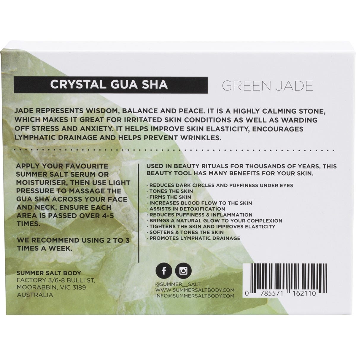 Summer Salt Body Crystal Gua Sha Green Jade - Cutprice Online